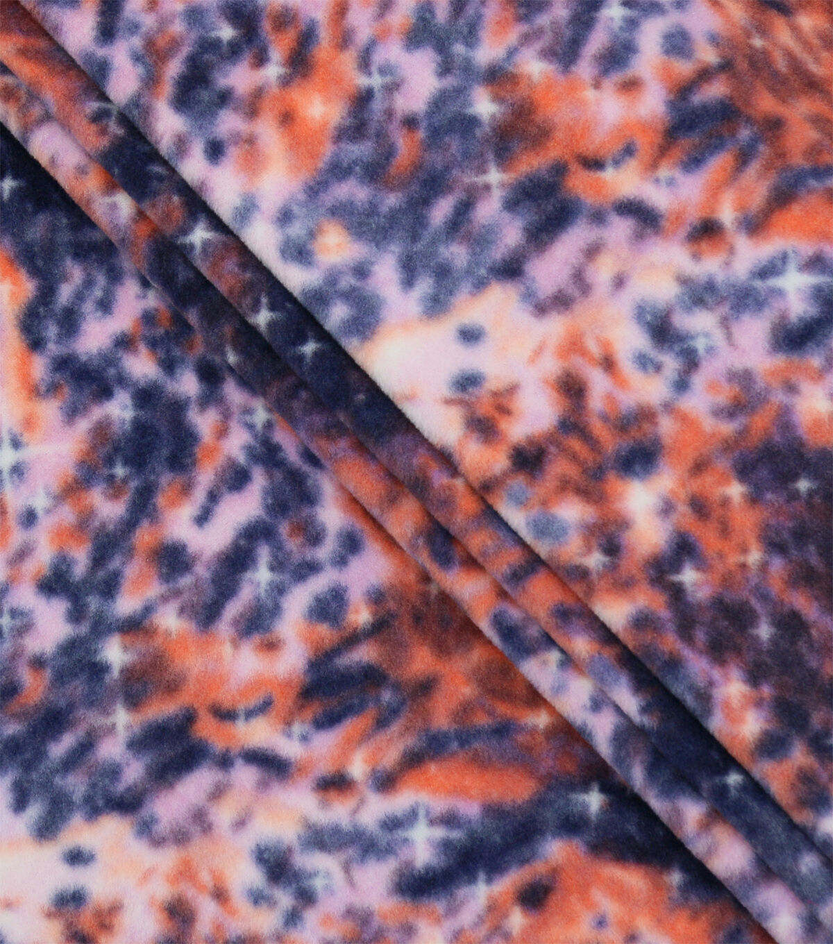 Orange & Purple Space Galaxy Anti Pill Fleece Fabric