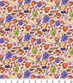 Fabric Traditions Picnic Time on Pink Novelty Cotton Fabric