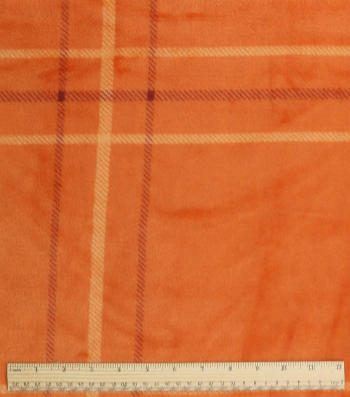 Golden Hour Orange Plaid Sew Lush Fleece Fabric