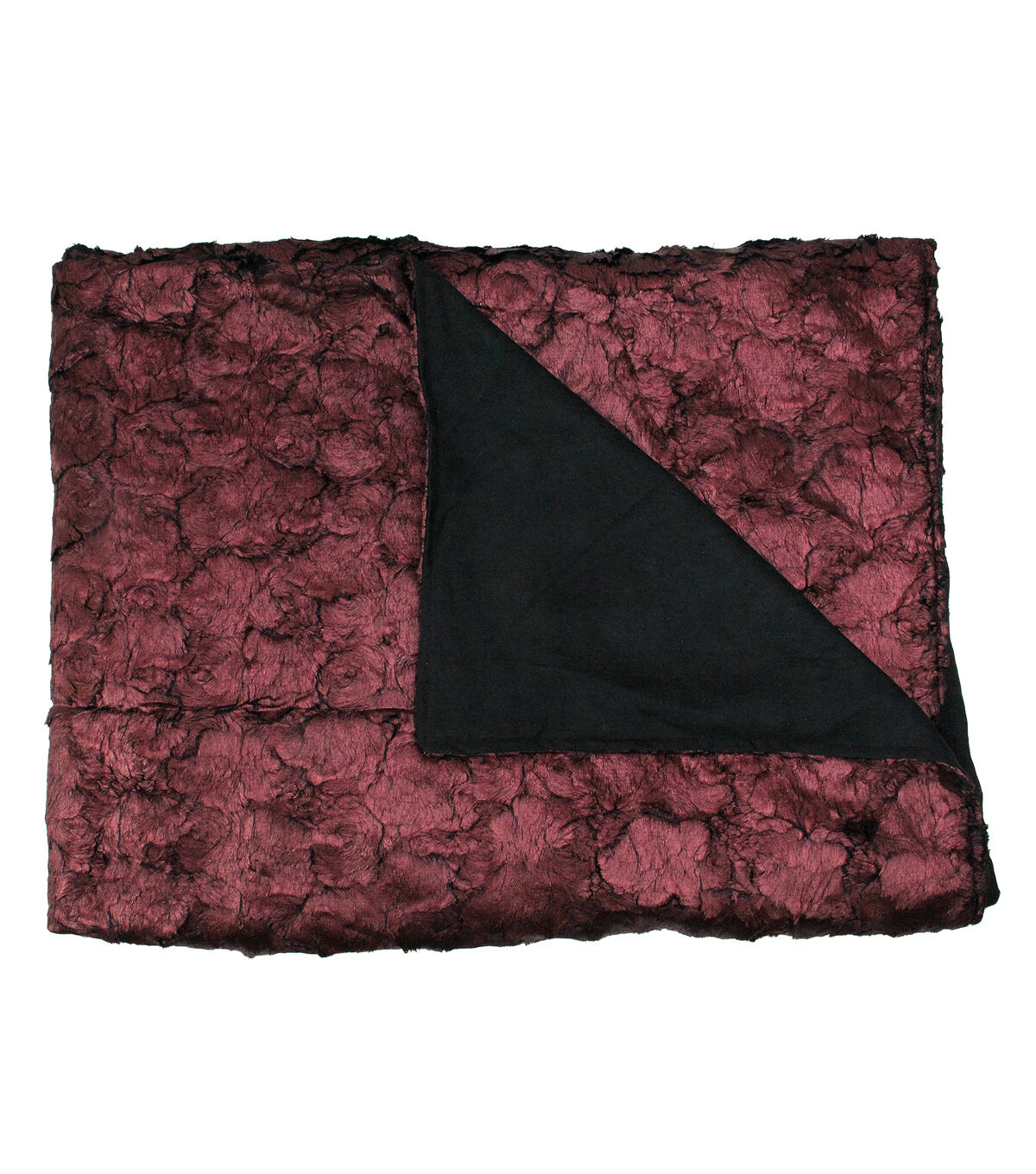 Northlight Burgundy Black Plush and Velvety Faux Fur Blanket 50 x 60