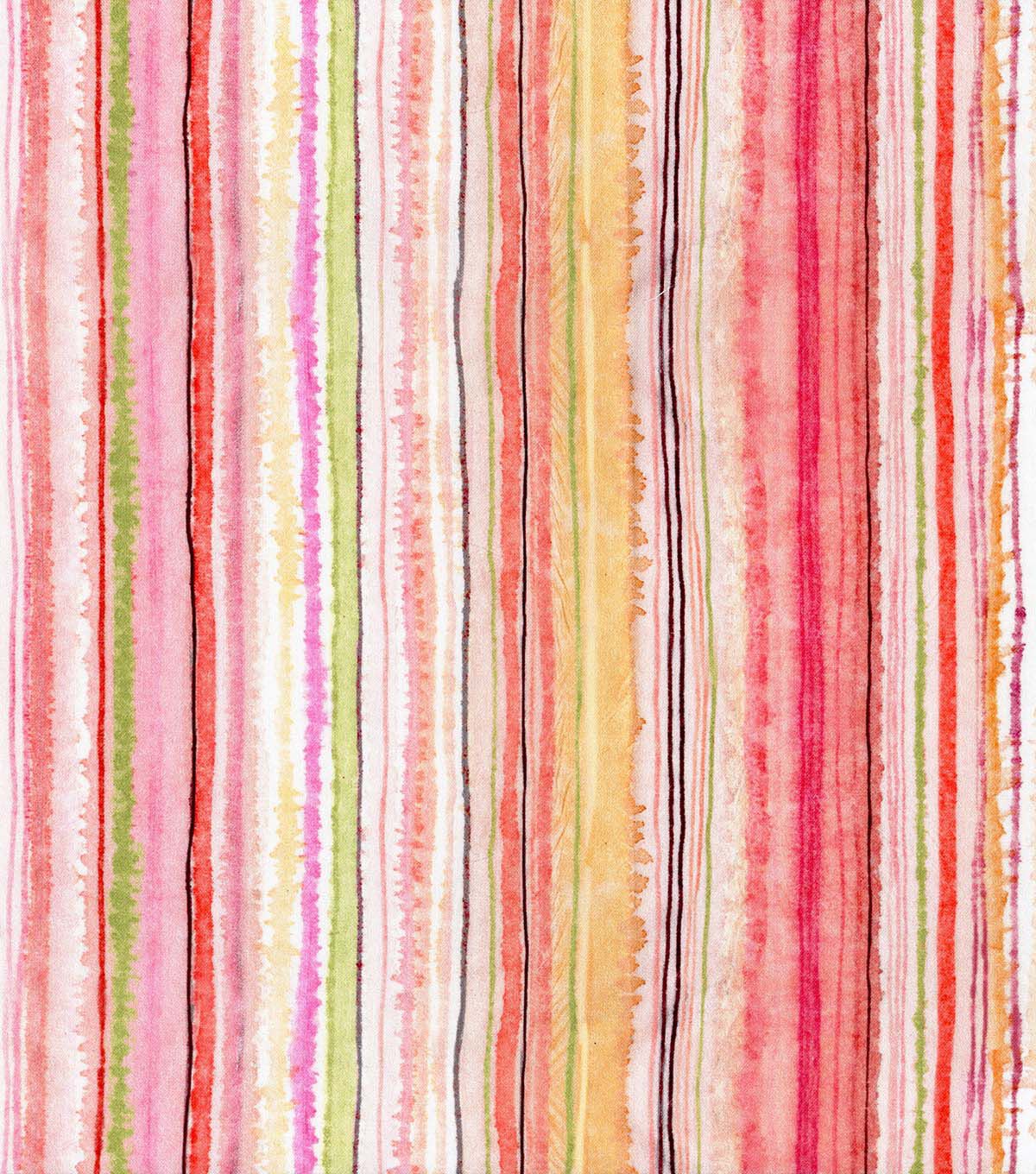 Hi Fashion Pink Spring Floral Stripe Premium Cotton Fabric