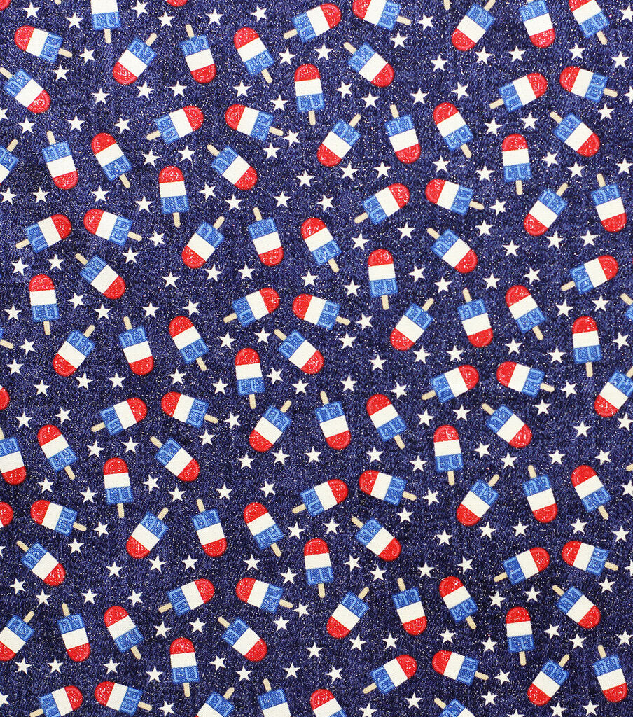 Tossed Popsicles Keepsake Glitter Cotton Fabric