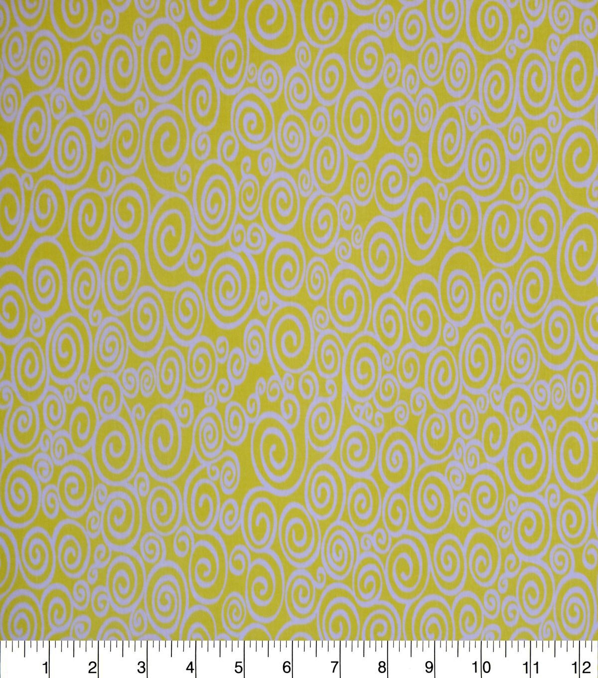 White Swirls on Light Yellow Quilt Cotton Fabric by Quilter's Showcase