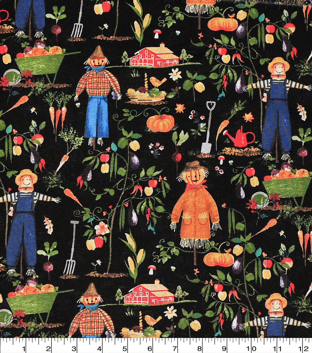 Garden Scarecrows Harvest Cotton Fabric