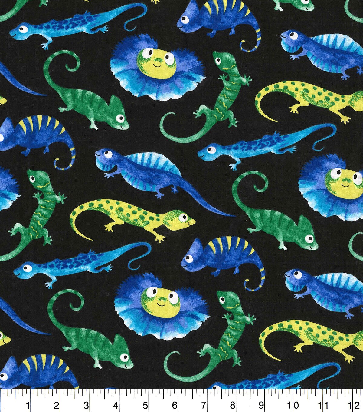Fabric Traditions Novelty Cotton Fabric Iguanas On Black