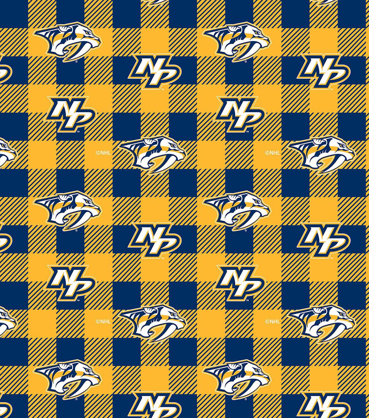 Nashville Predators Fleece Fabric Buffalo Check