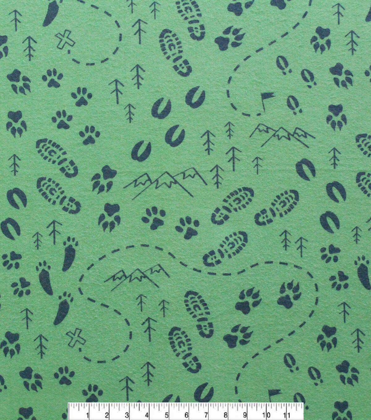 Green Hiking Tracks Super Snuggle Flannel Fabric By POP!