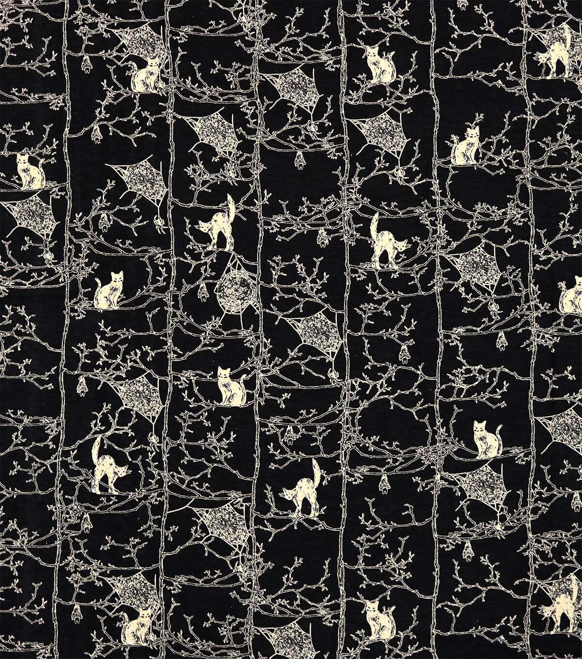 Black Cats On Branches Super Snuggle Flannel Fabric