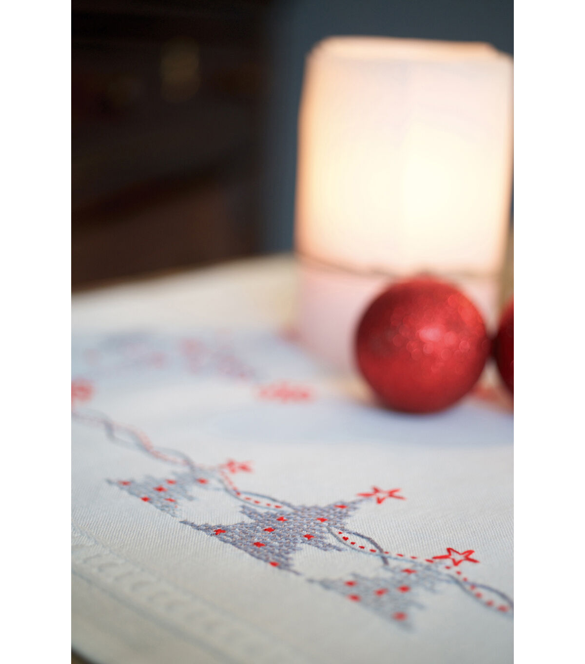 Vervaco 16 x 40 Christmas Trees Table Runner Stamped Cross Stitch Kit