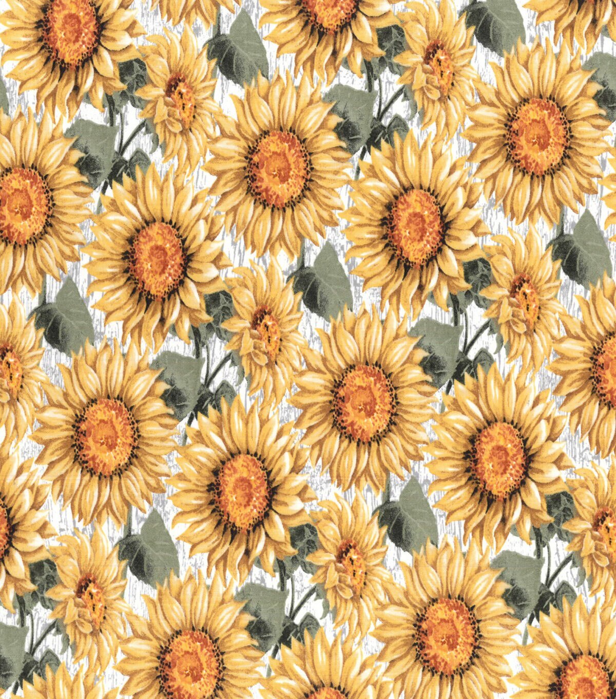 Sunflower Distressed Wood Harvest Cotton Fabric