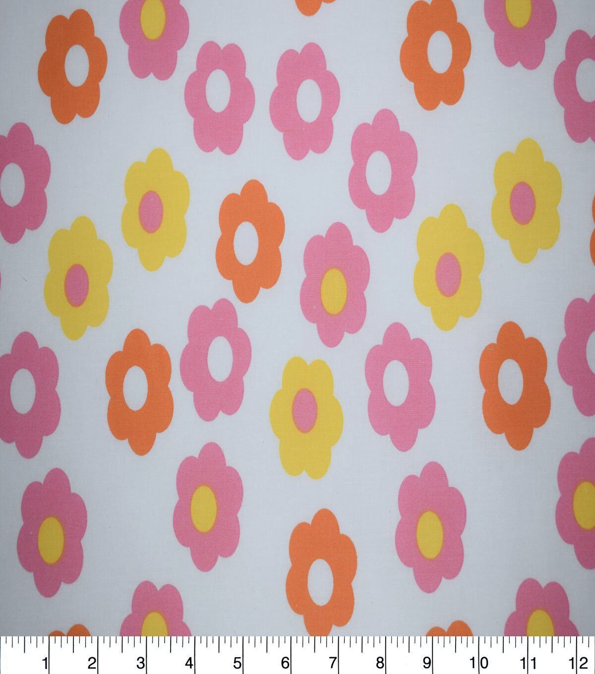 Pink & Yellow Groovy Daisies Quilt Cotton Fabric by Quilter's Showcase