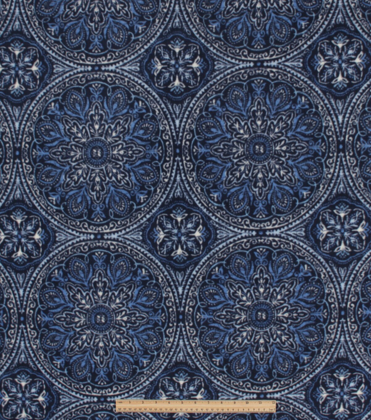Blue Medallions Anti Pill Fleece Fabric
