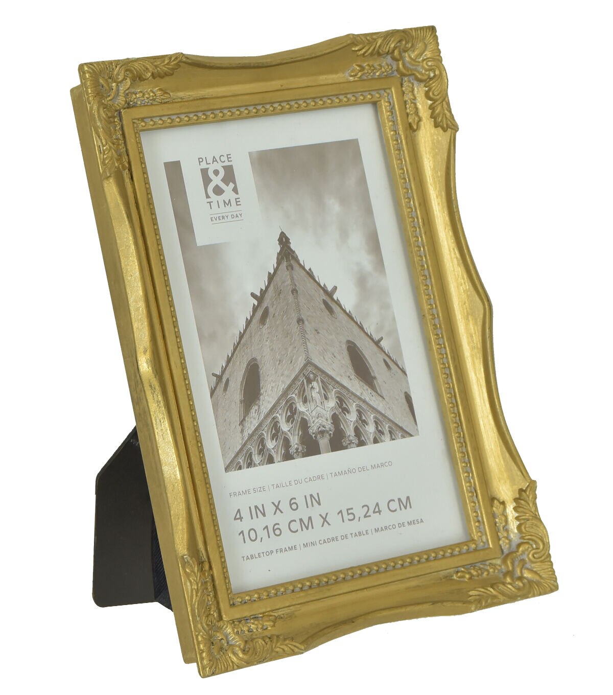 4 x 6 Antique Gold Ornate Corners Tabletop Frame by Place & Time