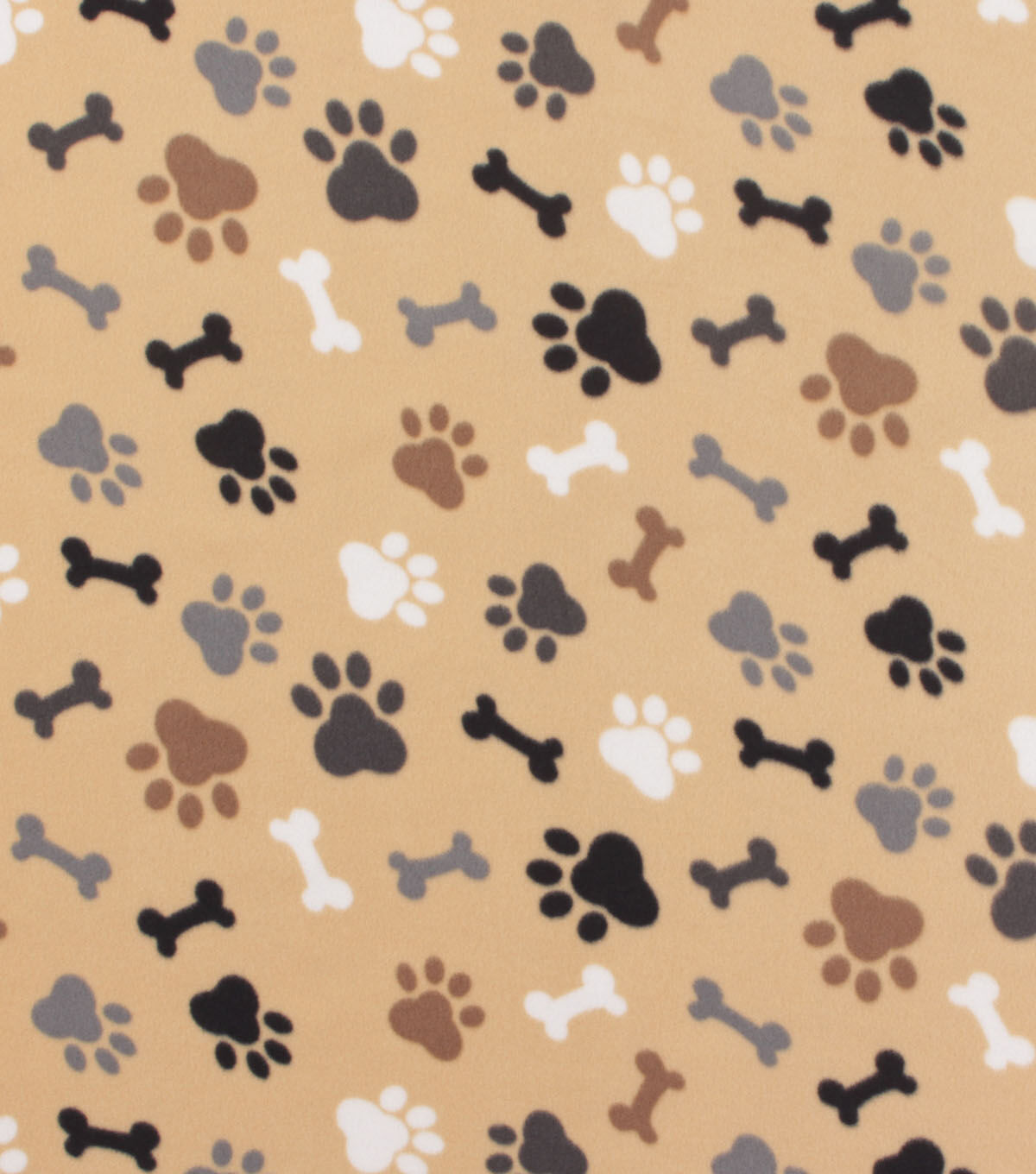 Blizzard Fleece Fabric Neutral Paws and Bones
