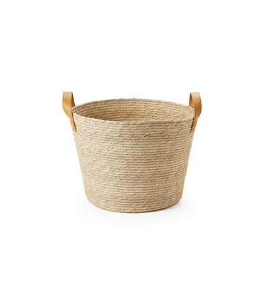 Tan Wicker Basket With Twisted Handles by Place & Time