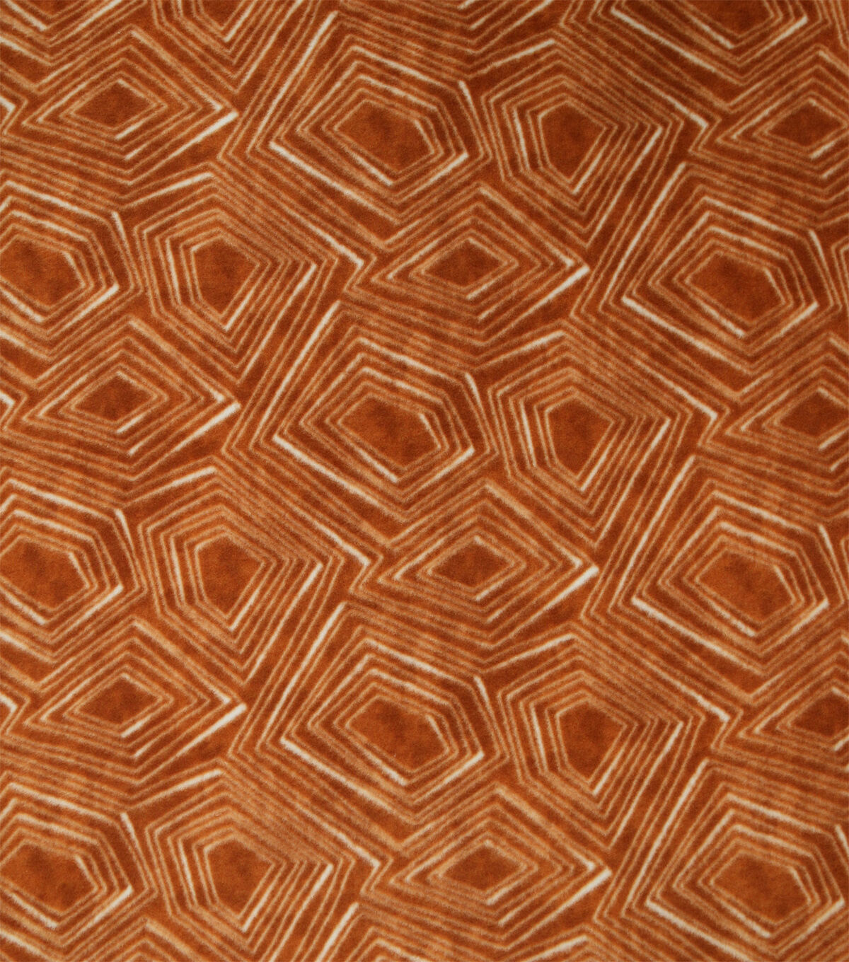 Geometric Shapes on Orange Anti Pill Fleece Fabric