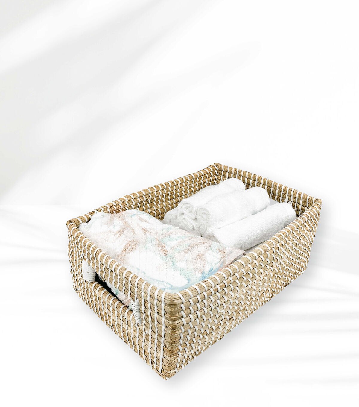 14 Natural & White Stitch Woven Basket by Place & Time