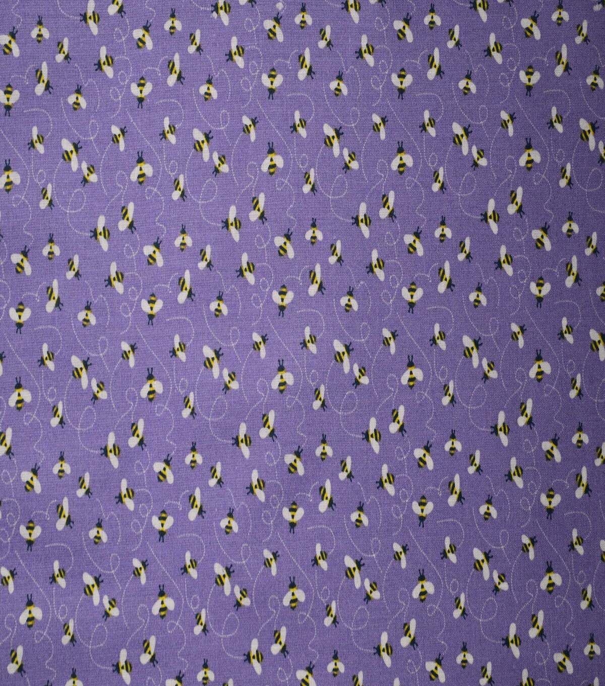 Bees & Swirls on Purple Cotton Fabric by Quilter's Showcase