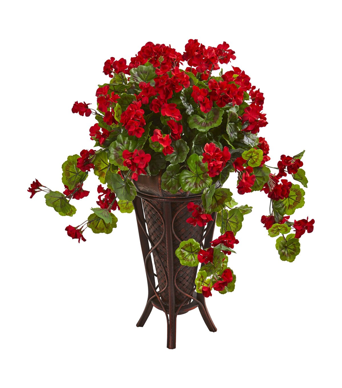 Nearly Natural Geranium Artificial Plant in Stand Planter