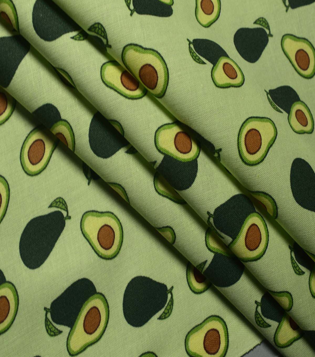 Avocados on Green Cotton Fabric by Quilter's Showcase