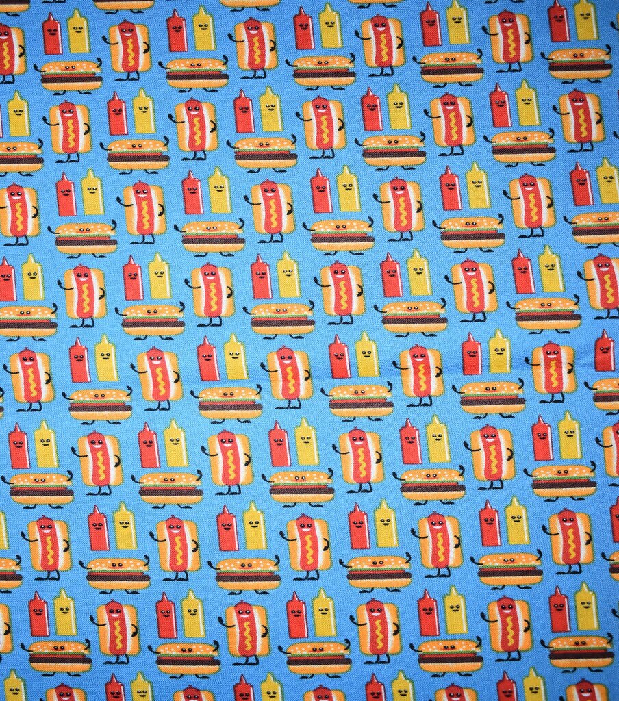 Hot Dog Burger Fun Novelty Cotton Fabric