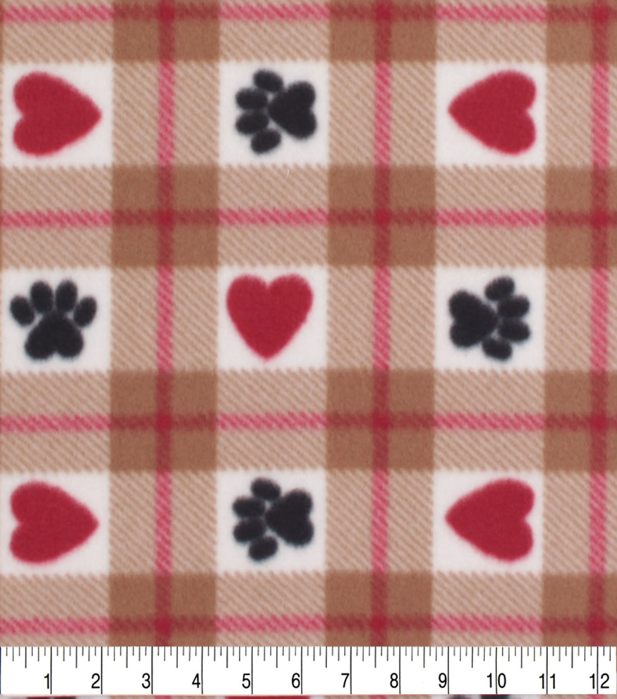 Hearts and Paws Blizzard Fleece Fabric
