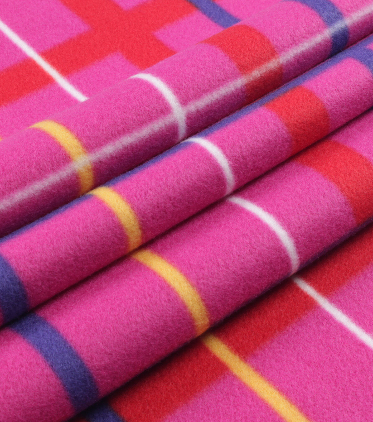 Blizzard Prints Come Together Plaid Fleece Fabric
