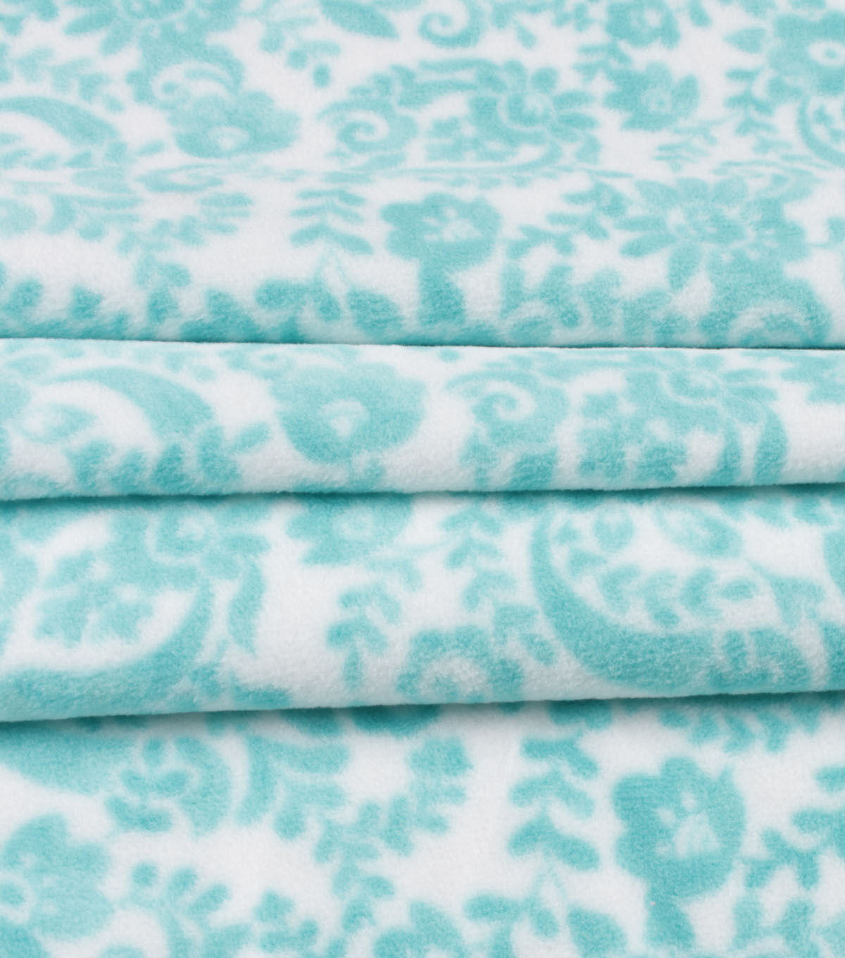 Blue Watercolor Paisley Anti Pill Fleece Fabric