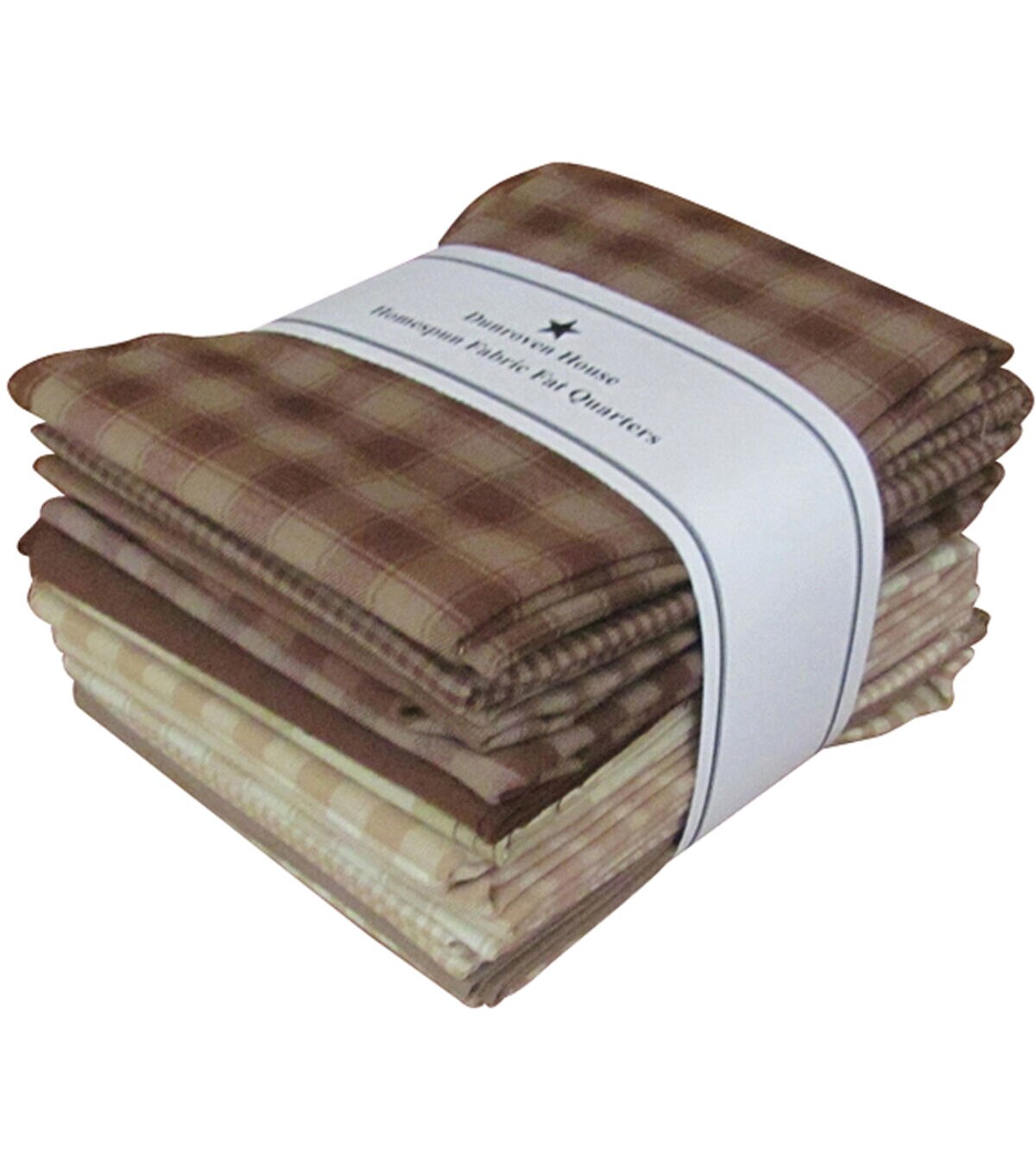 Dunroven Homespun Brown & Natural 18'' x 21'' 12pcs Cotton Fabric Quarter Bundle