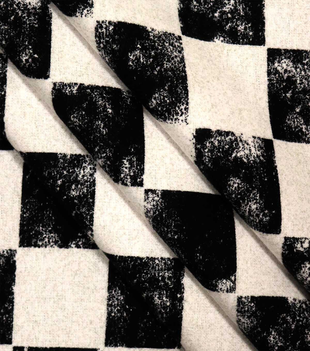 Black & White Checkerboard Super Snuggle Flannel Fabric