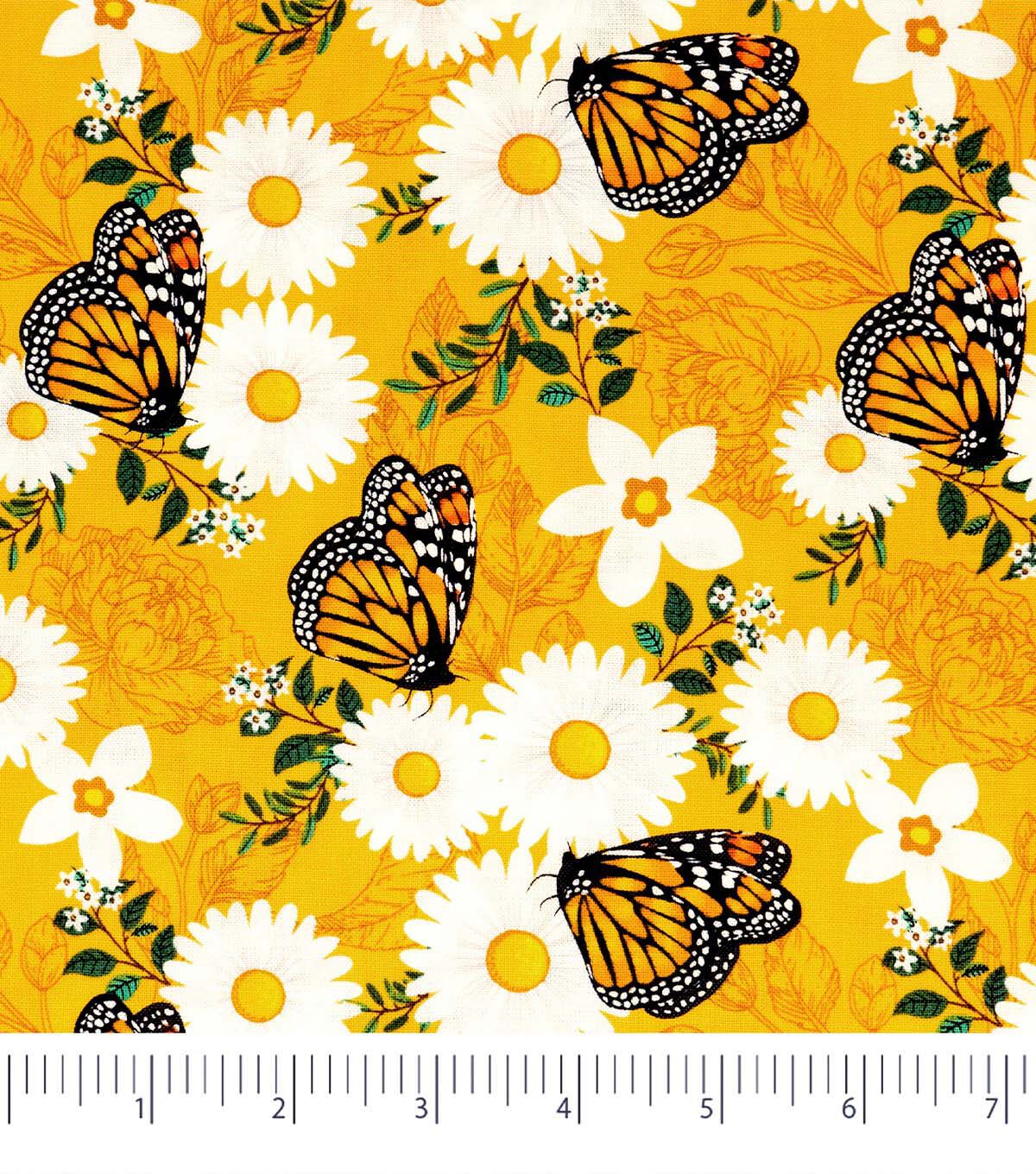 Singer Butterflies on Orange Quilt Cotton Fabric