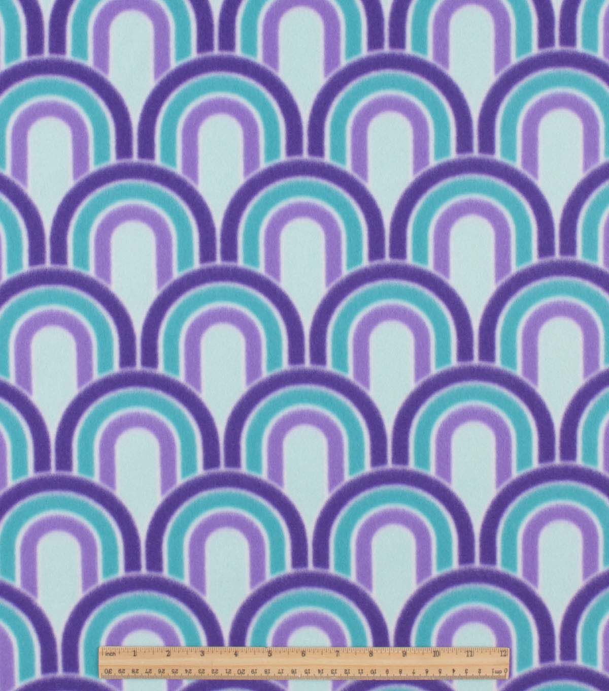 Blue & Purple Geometric Rainbows Blizzard Fleece Fabric