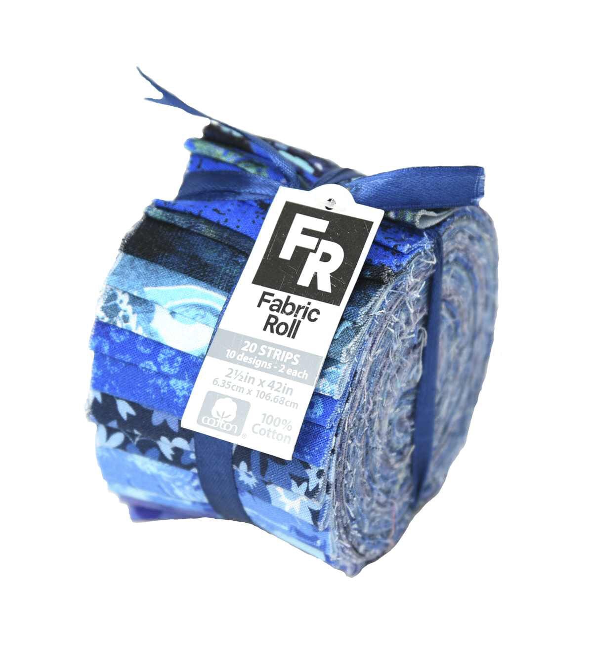 2.5 x 42 Blue Blender Cotton Fabric Roll 20ct by Keepsake Calico