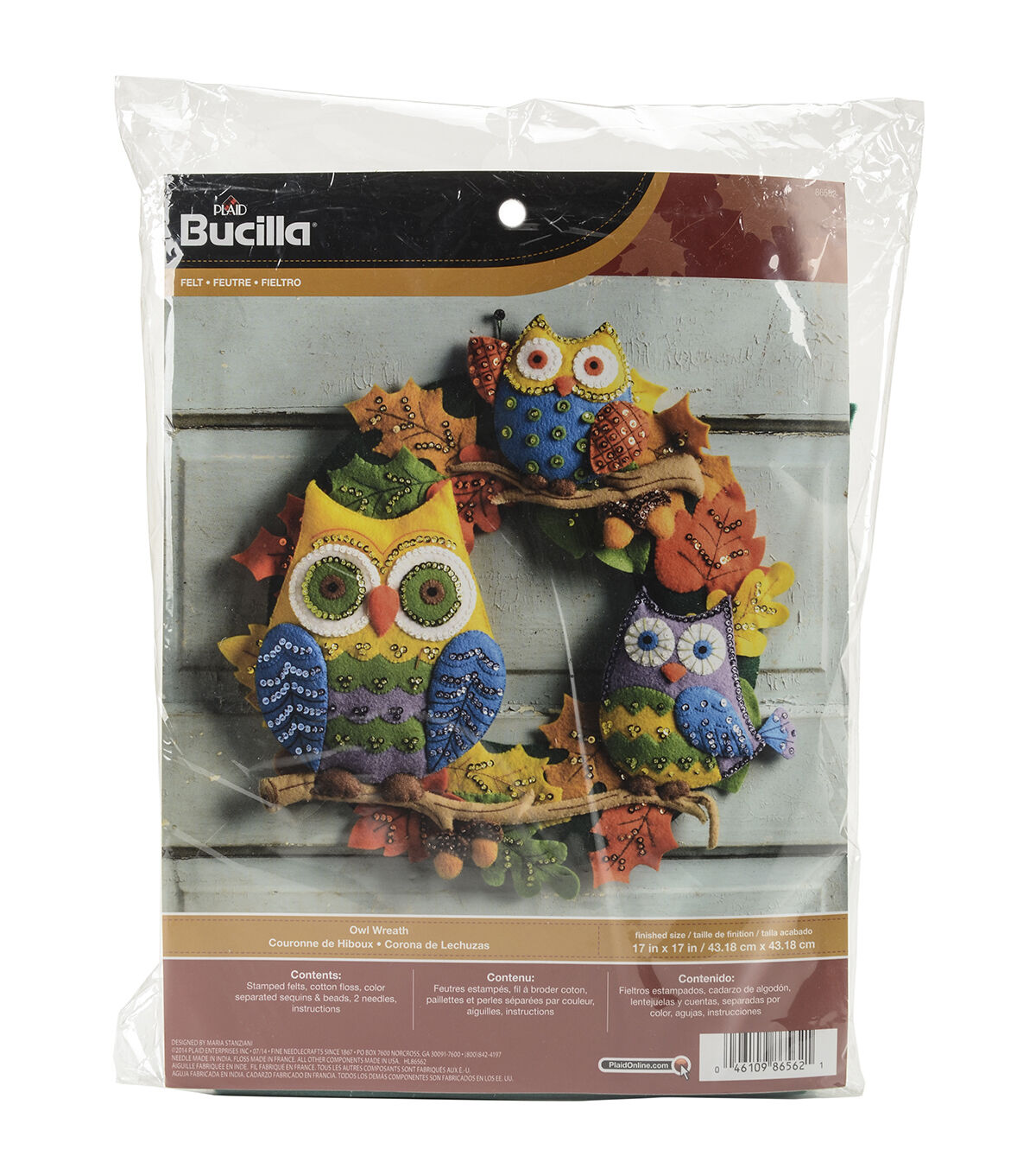 Bucilla 17 Owl Wreath Felt Applique Kit