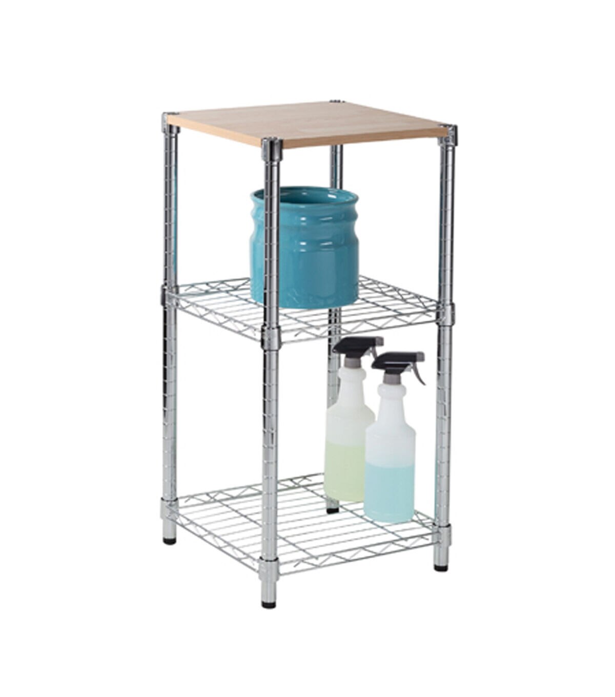 Honey Can Do 30 Chrome Wood 3 Tier Adjustable Shelving Unit