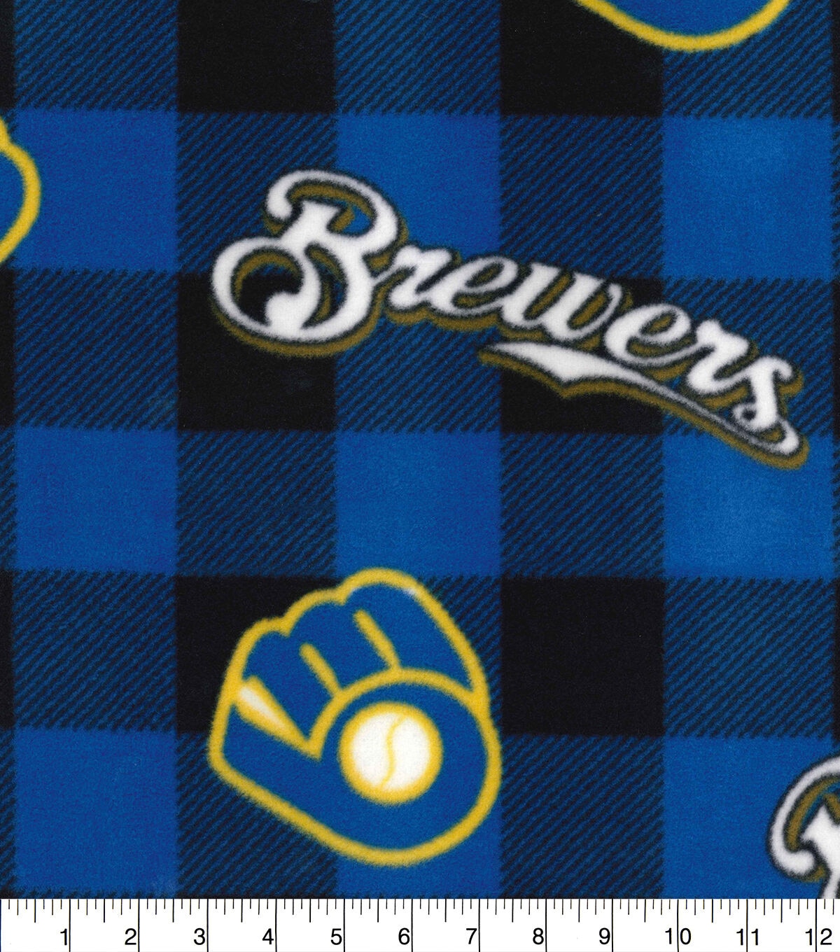 Fabric Traditions Milwaukee Brewers Fleece Fabric Buffalo Check