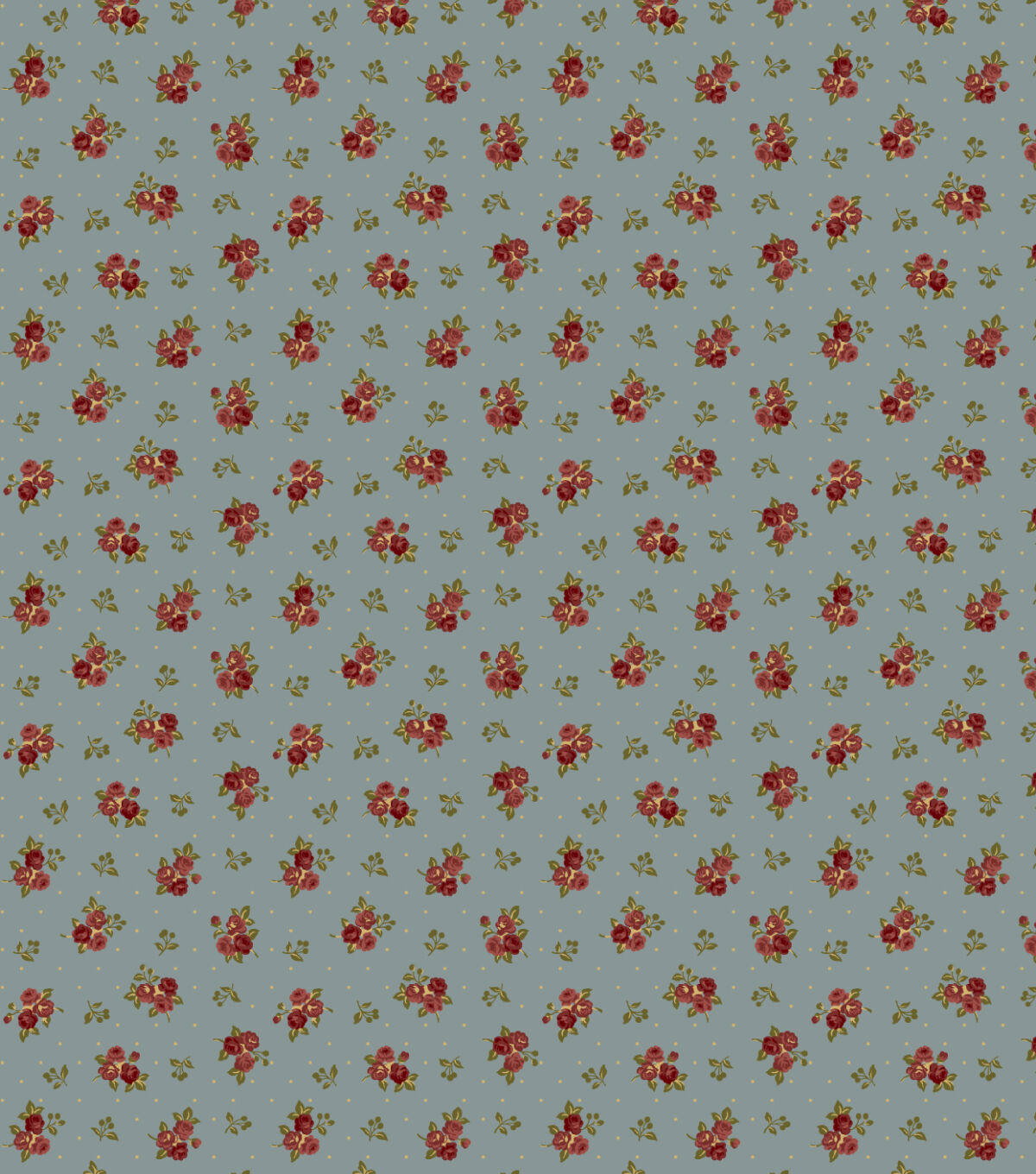 Roses on Blue Premium Cotton Fabric