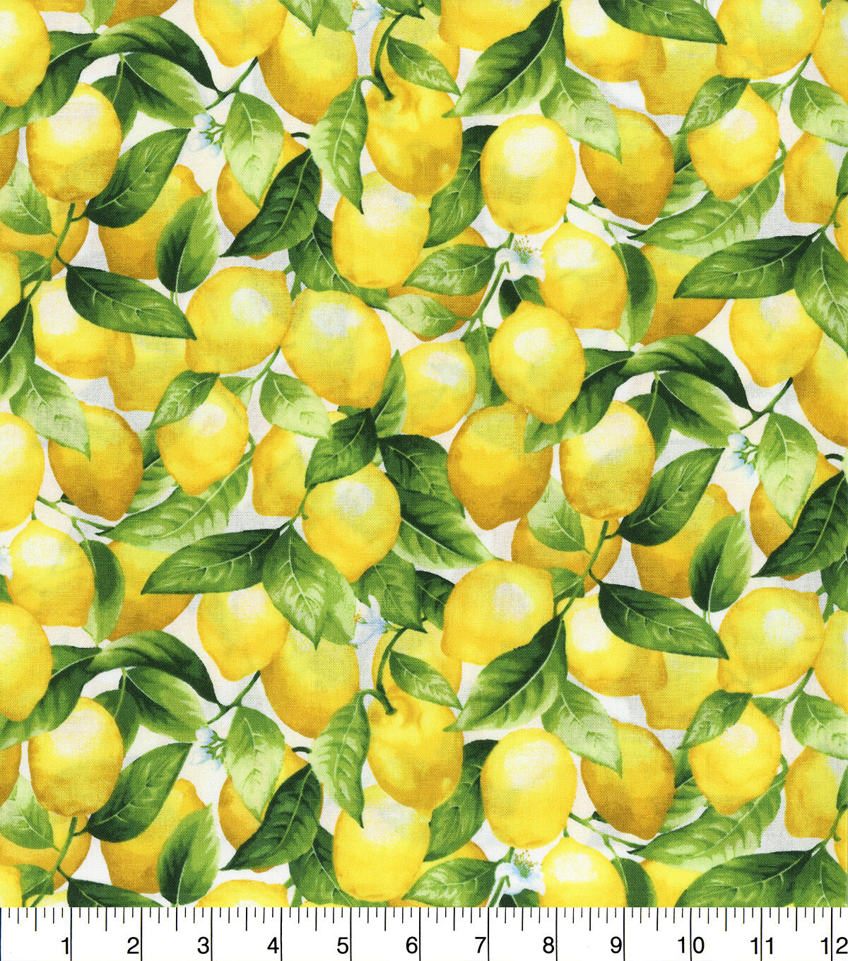 Hi Fashion Packed Lemons On White Premium Print Cotton Fabric