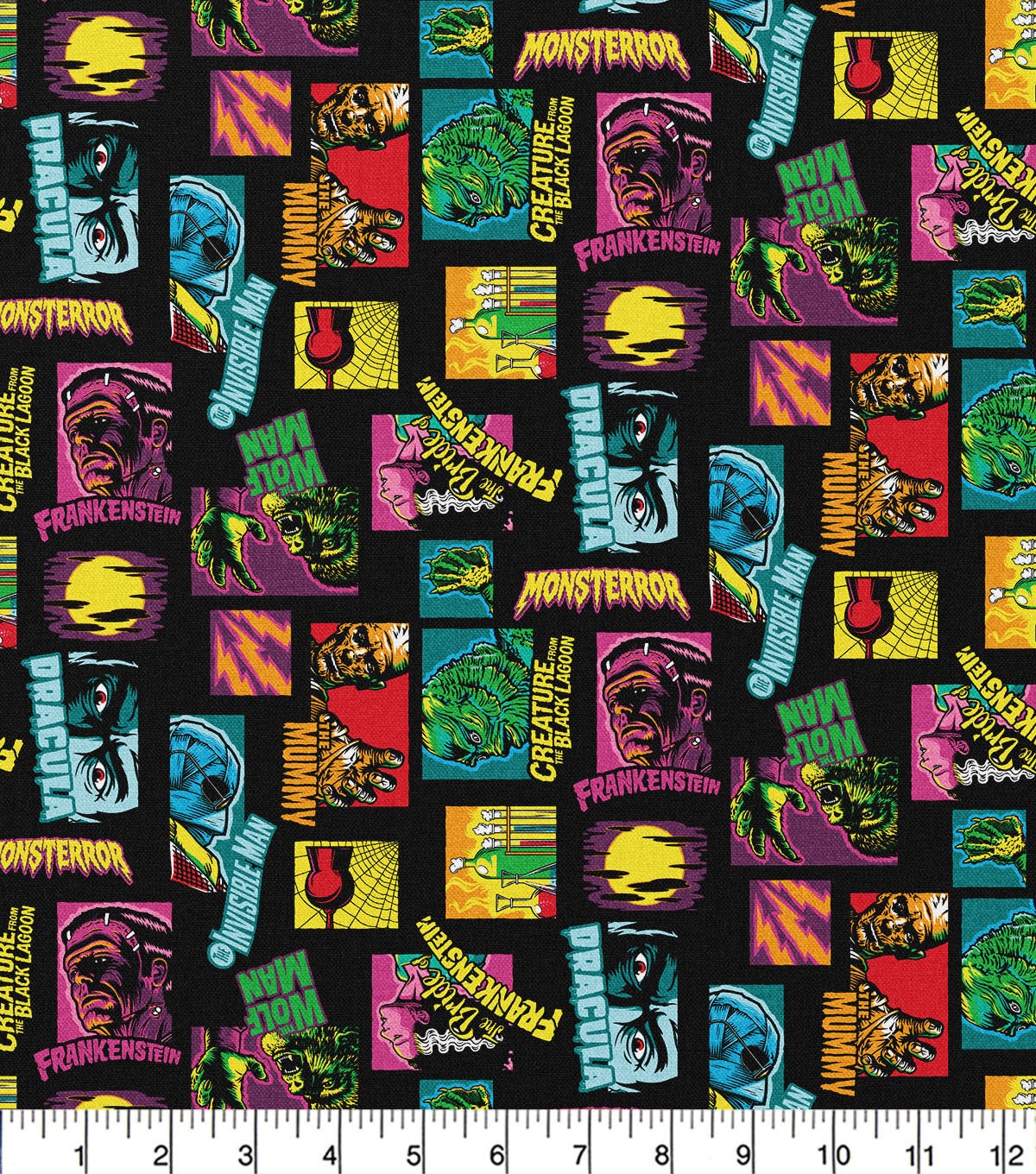 Monster Pop Movies Halloween Cotton Fabric