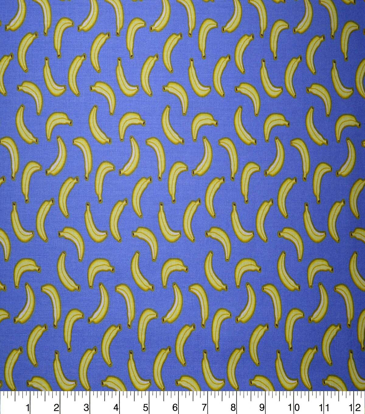 Bananas on Blue Cotton Fabric by Quilter's Showcase