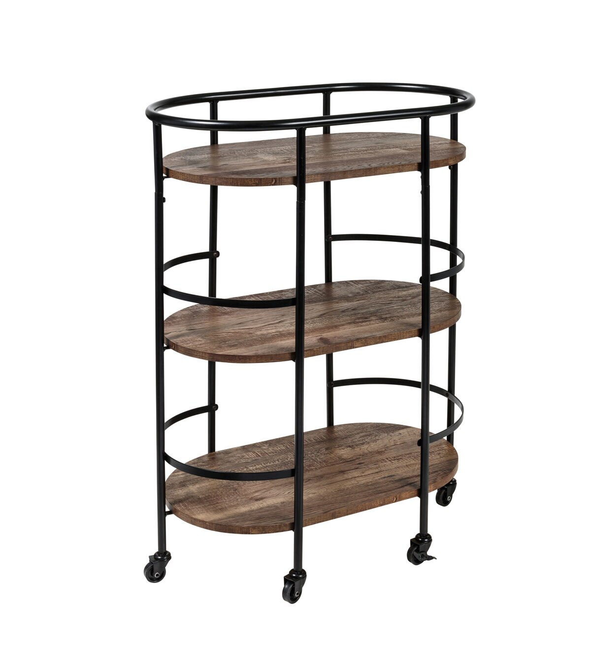 Honey Can Do 35 Black 3 Tier Rolling Bar & Serving Cart