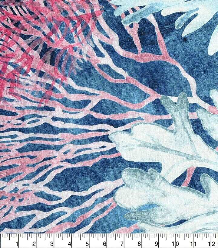 Large Scale Tropical Coral Reef Novelty Cotton Fabric
