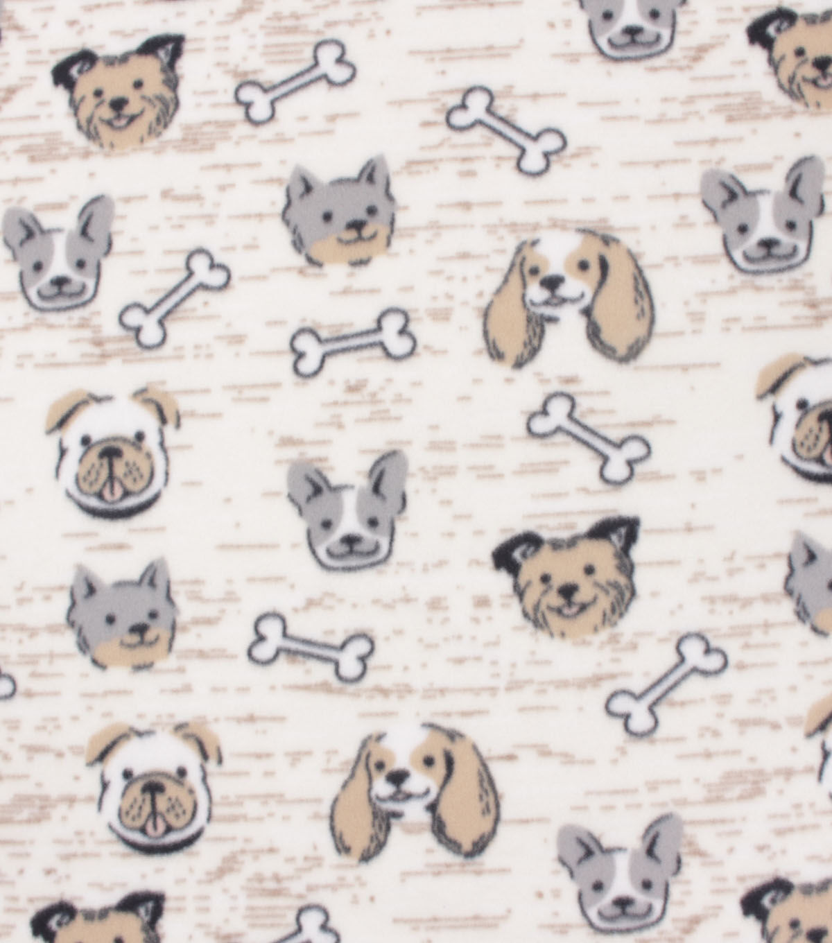 Blizzard Fleece Fabric Tan Dogs Faces