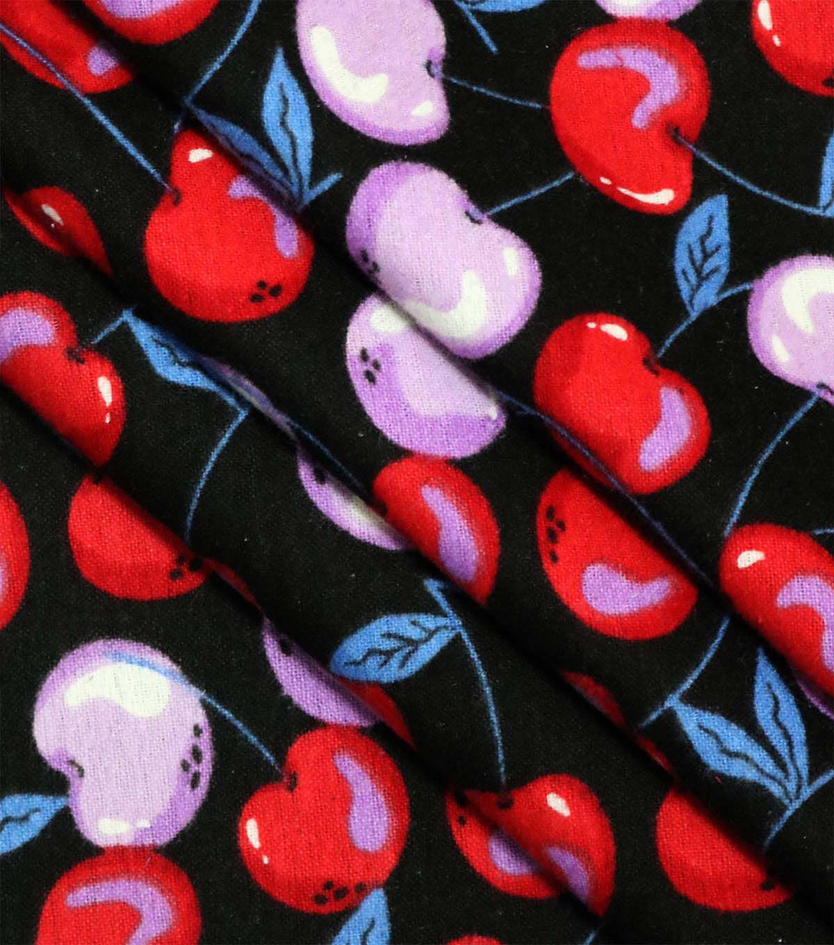 Red & Pink Cherries Super Snuggle Flannel Fabric