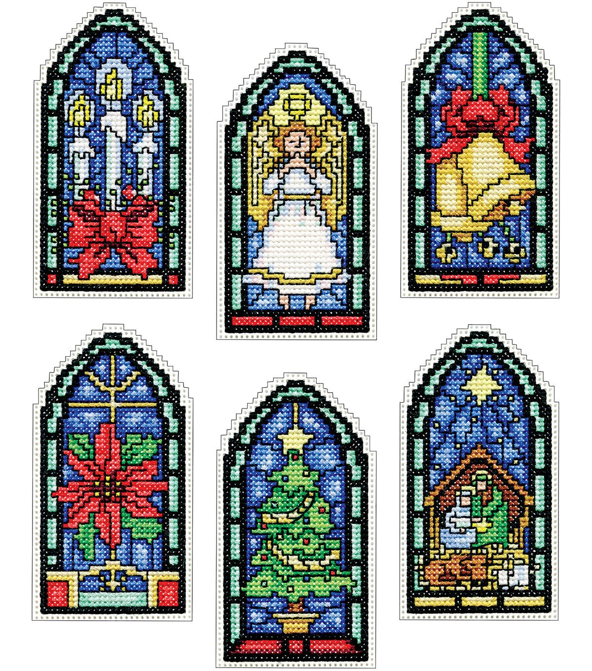 Design Works Stained Glass Plastic Canvas Ornament Stitch Kit 6ct