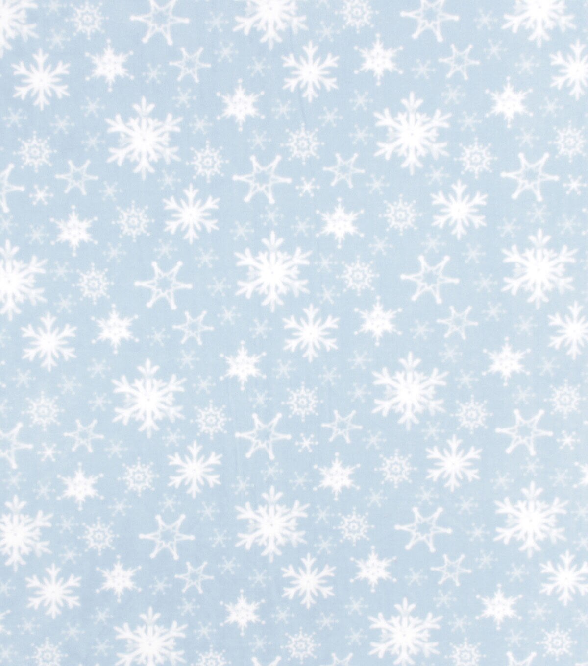 White Snowflakes on Blue Anti Pill Fleece Fabric