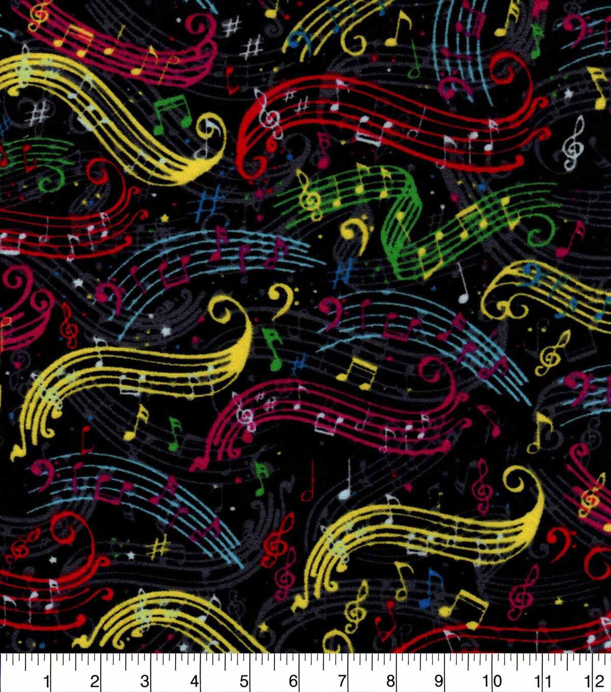 Colorful Music Super Snuggle Flannel Fabric