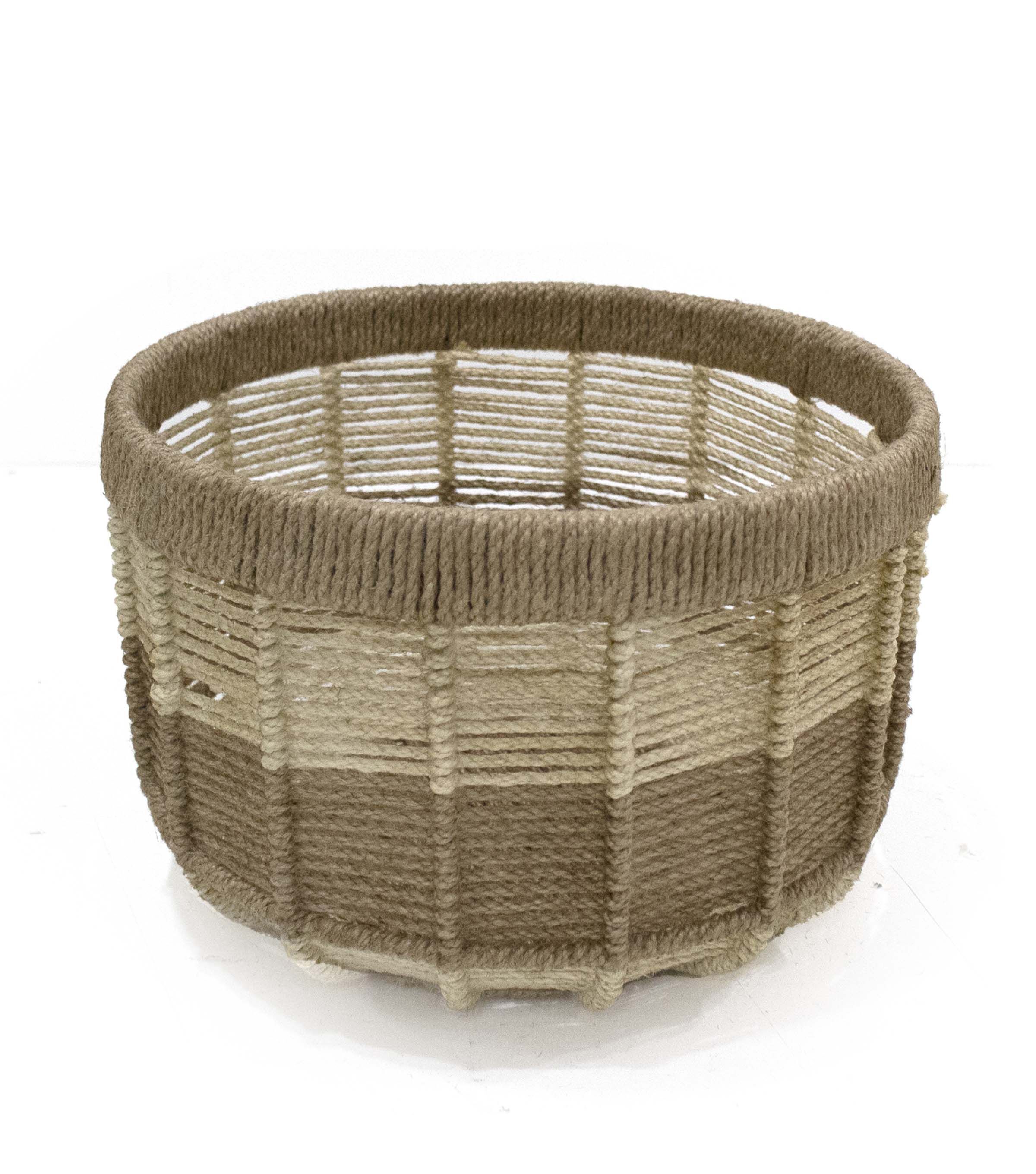 12 Natutal Striped Woven Jute Basket by Place & Time