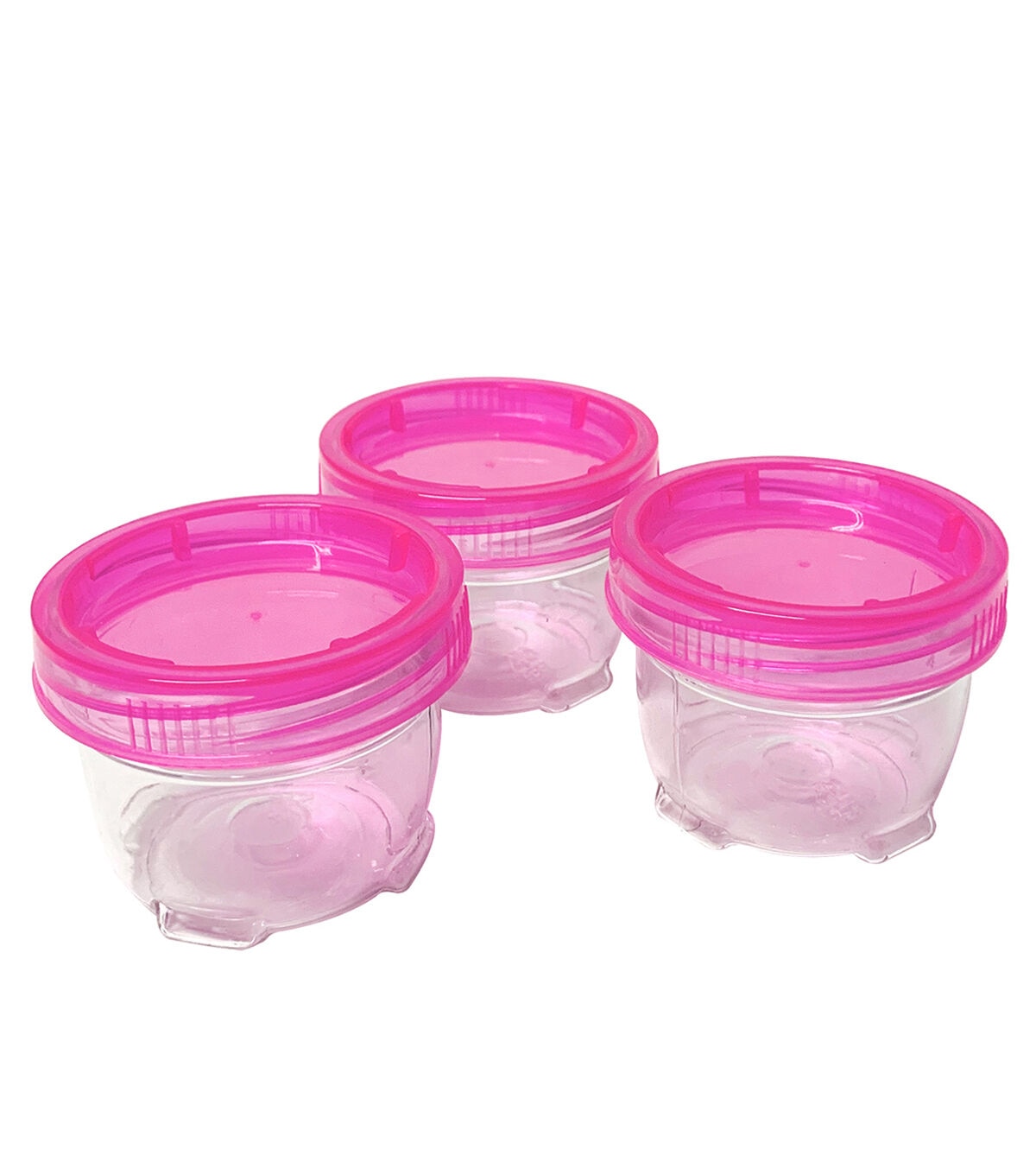 Everything Mary 2 x 1.5 Plastic Stackable Jars With Pink Lids 3pk