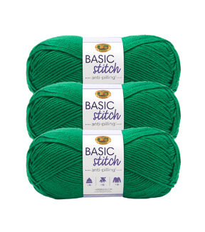 Lion Brand Basic Stitch Anti Pilling Worsted Acrylic Yarn 3 Bundle